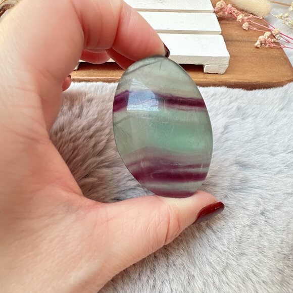 Beautiful Candy Fluorite Palm Stone - Picture 2 of 5